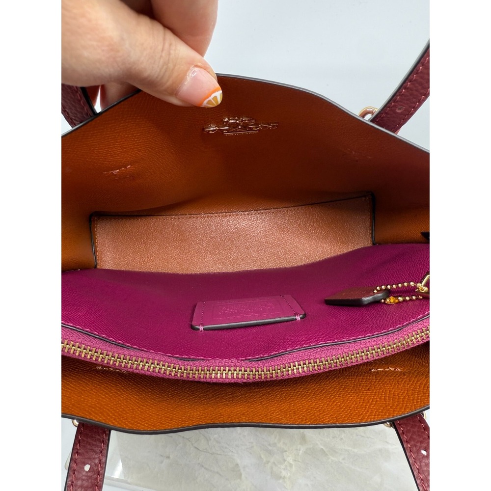Coach Burgundy Tote Bag with Gold Accents - Picture 8 of 16
